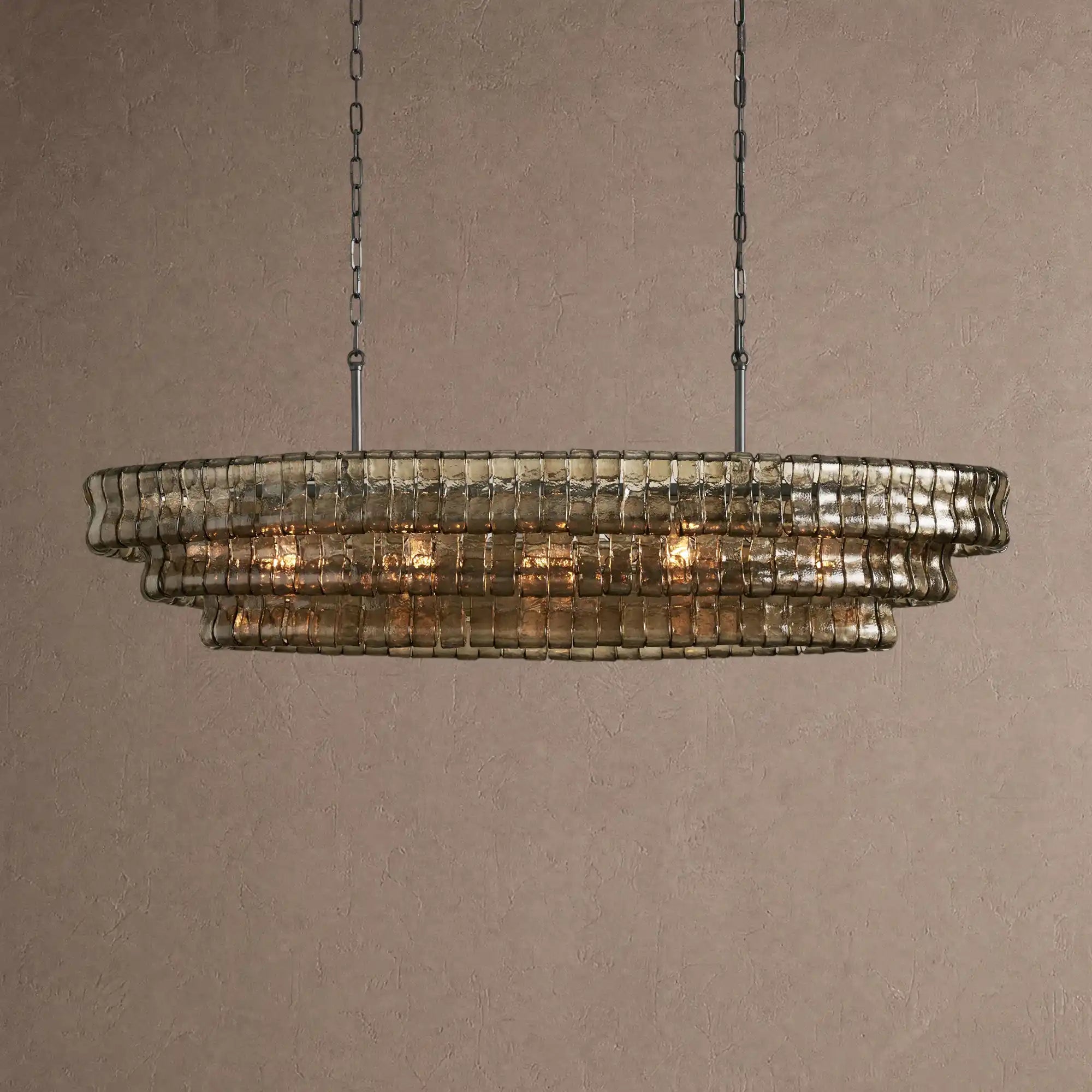 Ghiaccio Glass Oval Chandelier 54''65'' - Matte BlackSmoke54"Blushlighting