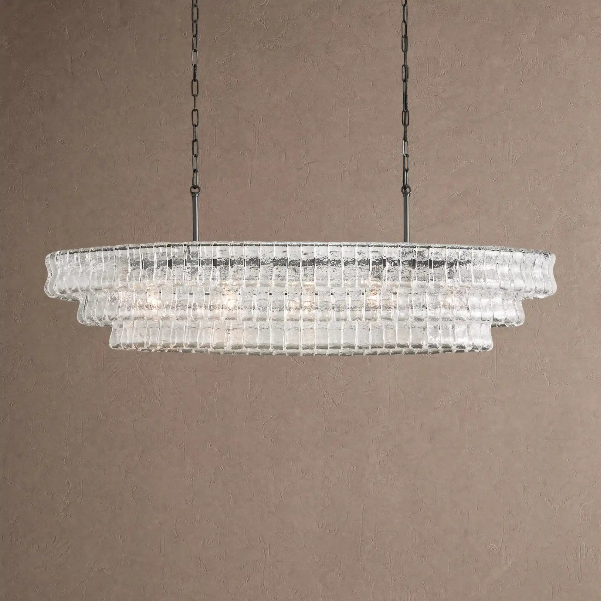 Ghiaccio Glass Oval Chandelier 54''65'' - Matte BlackClear54"Blushlighting