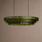 Ghiaccio Glass Oval Chandelier 54''65'' - Matte BlackGreen54"Blushlighting
