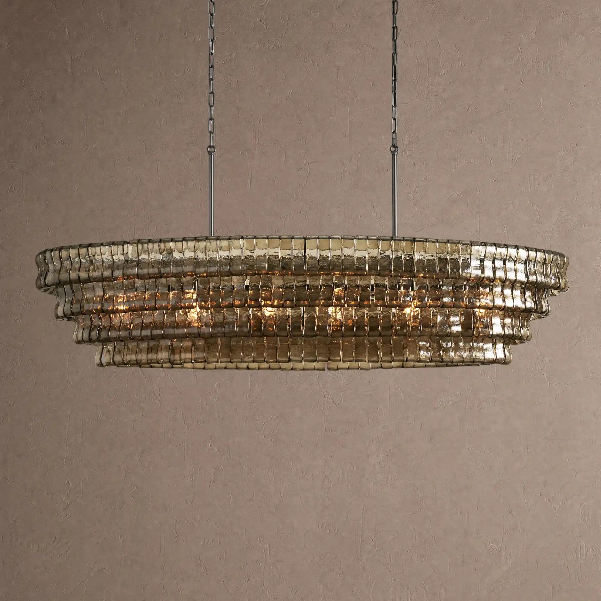 Ghiaccio Glass Oval Chandelier 54''65'' - Matte BlackSmoke65"Blushlighting