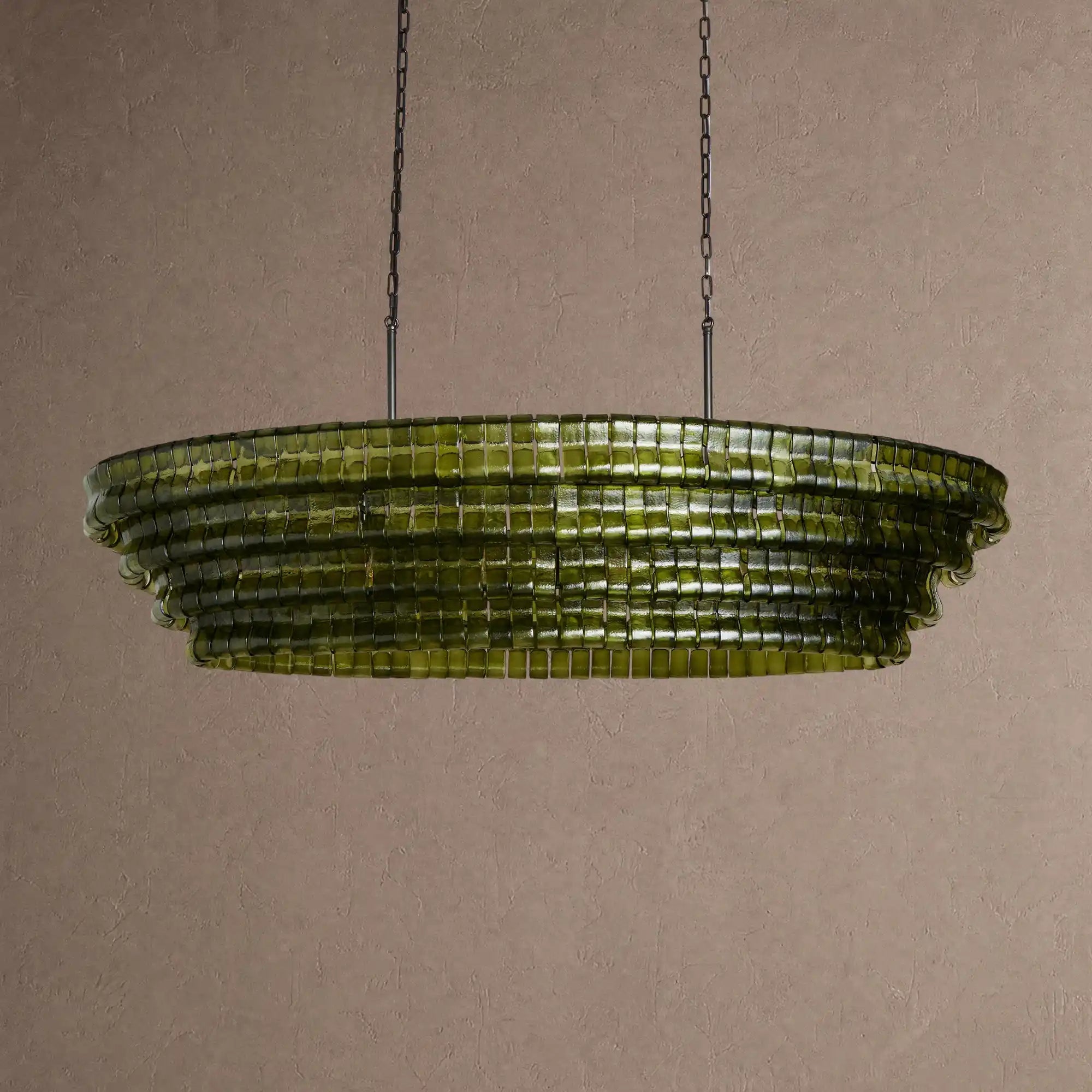 Ghiaccio Glass Oval Chandelier 54''65'' - Lacquered Burnished BrassSmoke65"Blushlighting