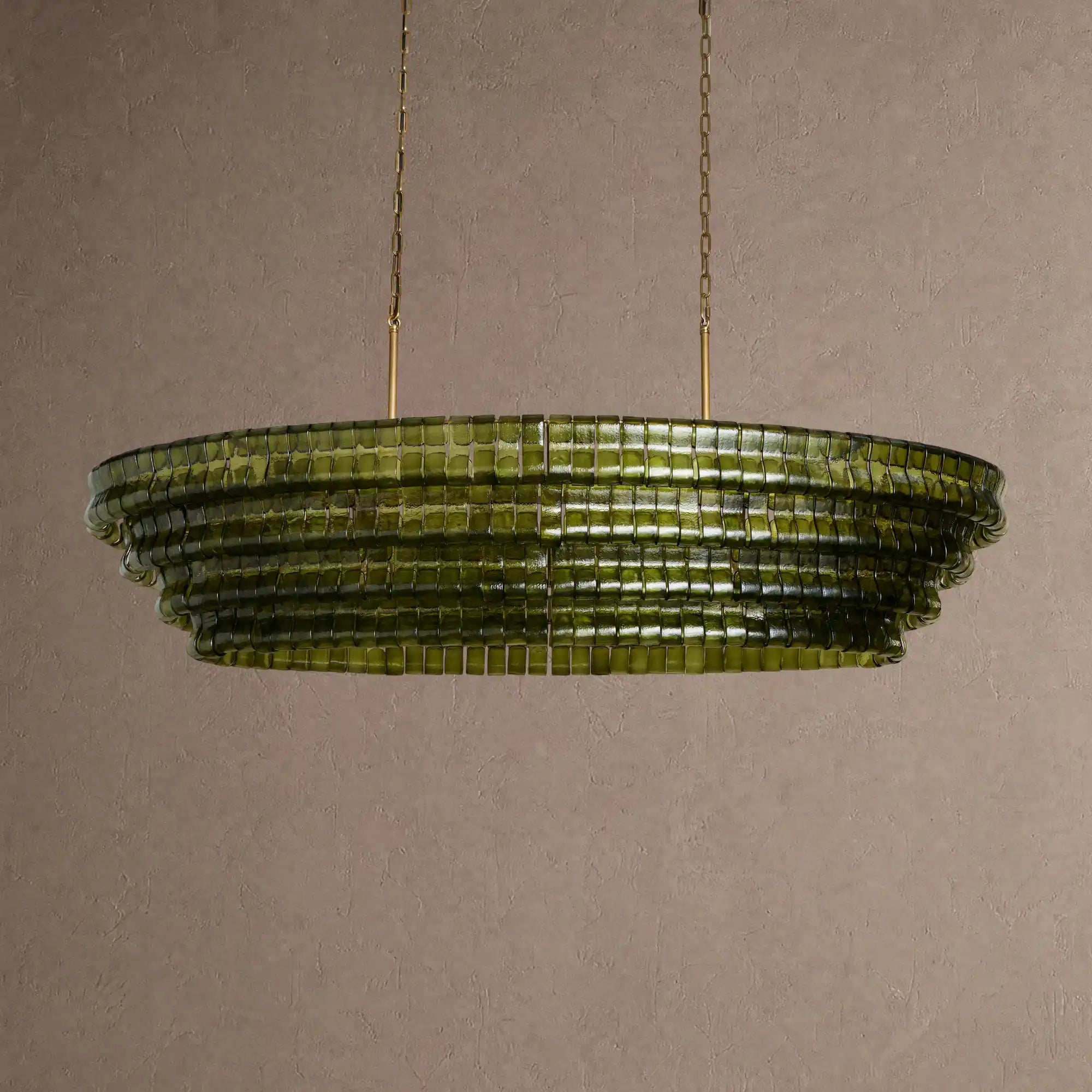 Ghiaccio Glass Oval Chandelier 54''65'' - Lacquered Burnished BrassSmoke65"Blushlighting