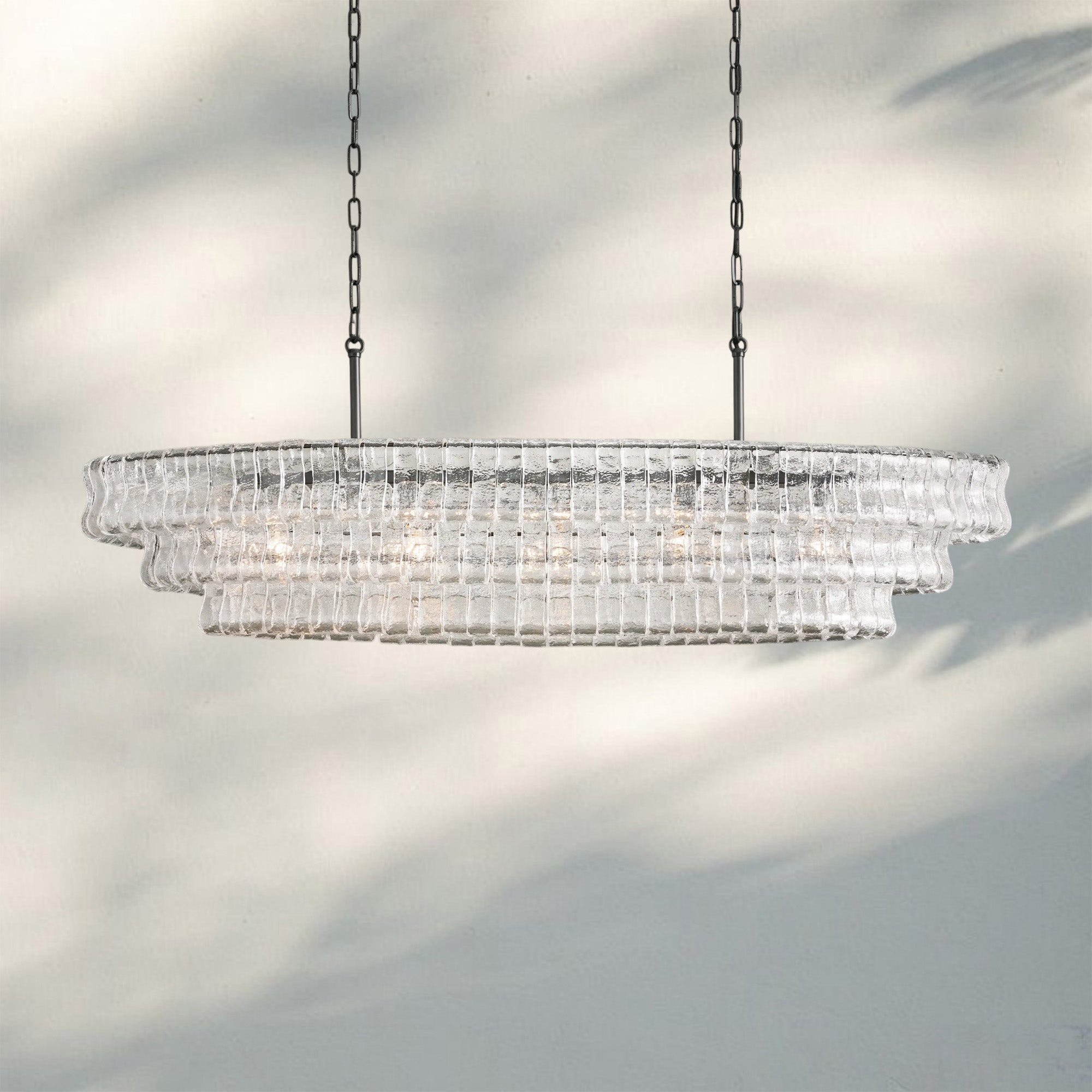 Ghiacio Glass Oval Chandelier 54''65''-