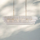 Ghiacio Glass Oval Chandelier 54''65''-Lacquered Burnished Brass-Clear-65"