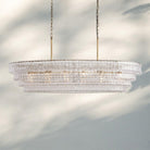 Ghiacio Glass Oval Chandelier 54''65''-Lacquered Burnished Brass-Clear-65"