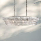 Ghiacio Glass Oval Chandelier 54''65''-Matte Black-Clear-65"
