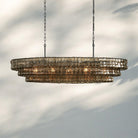 Ghiacio Glass Oval Chandelier 54''65''-Matte Black-Smoke-54"