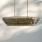 Ghiacio Glass Oval Chandelier 54''65''-Matte Black-Smoke-65"
