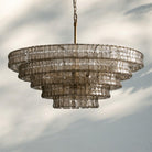 Ghiaccio Glass Round Chandelier 24" 36" 48" 60" - 3 - Tier 24"BrassSmokeBlushlighting