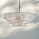 Ghiacio Glass Round Chandelier 24" 36" 48" 60"-4-Tier 36"-Bronze-Clear