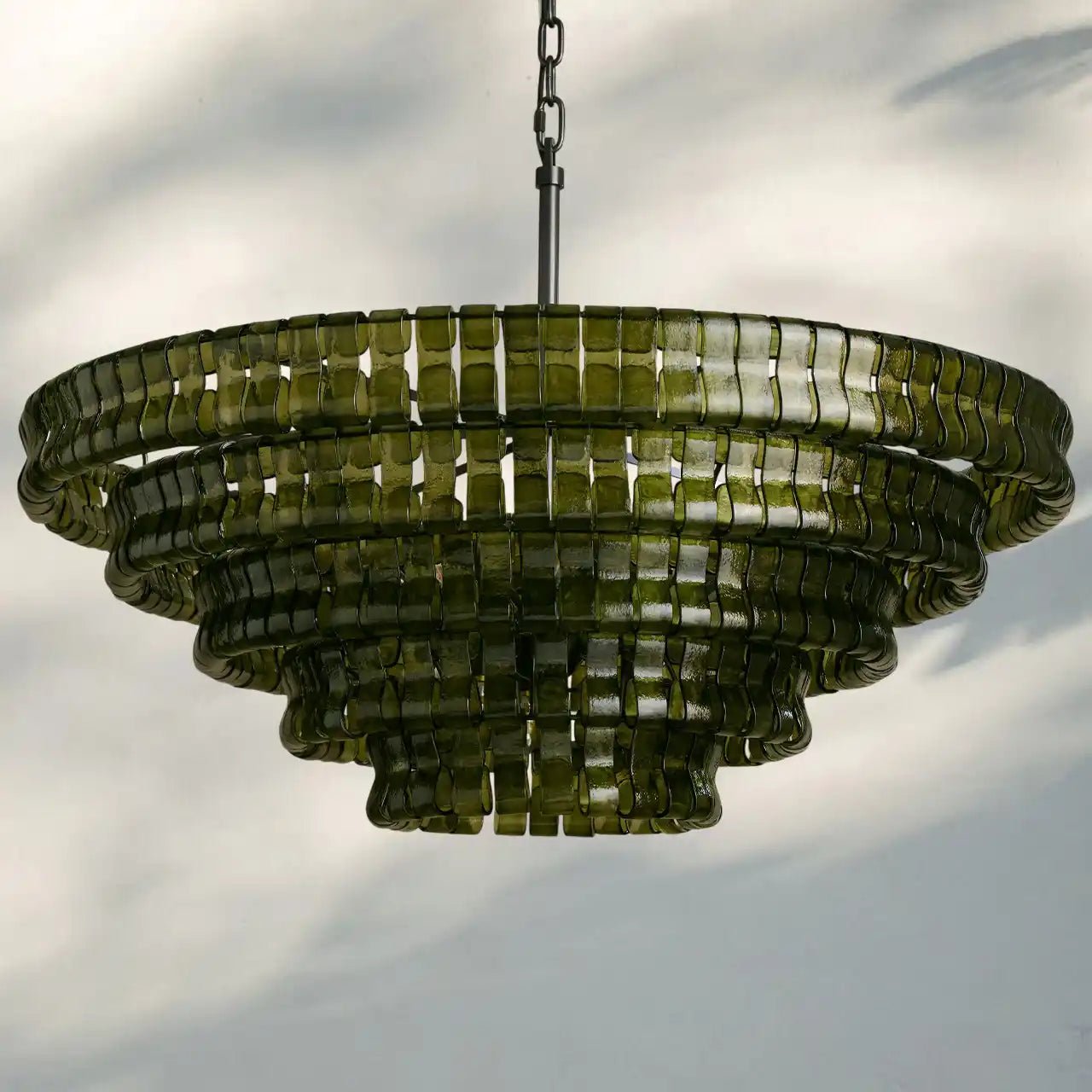 Ghiaccio Glass Round Chandelier 24" 36" 48" 60" - 4 - Tier 36"BrassGreenBlushlighting