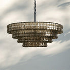 Ghiacio Glass Round Chandelier 24" 36" 48" 60"-4-Tier 36"-Bronze-Smoke