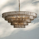 Ghiacio Glass Round Chandelier 24" 36" 48" 60"-5-Tier 48"-Brass-Smoke
