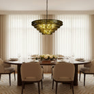 Ghiaccio Glass Round Chandelier 24" 36" 48" 60" - 6 - Tier 60"BronzeGreenBlushlighting