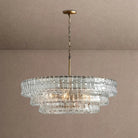Ghiaccio Glass Round Chandelier 24" 36" 48" 60" - 3-Tier 24"BrassClearBlushlighting