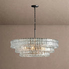 Ghiaccio Glass Round Chandelier 24" 36" 48" 60" - 3-Tier 24"BlackClearBlushlighting