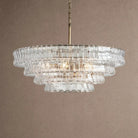 Ghiaccio Glass Round Chandelier 24" 36" 48" 60" - 4-Tier 36"BrassClearBlushlighting