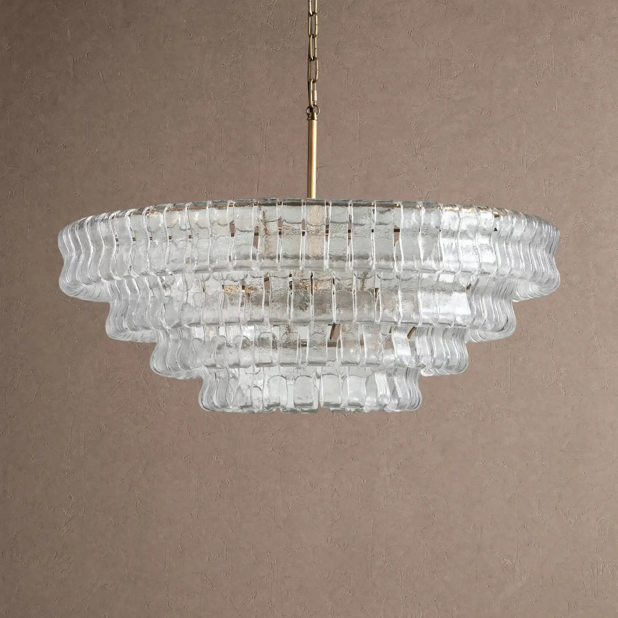 Ghiaccio Glass Round Chandelier 24" 36" 48" 60" - 6-Tier 60"BlackGreenBlushlighting
