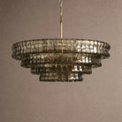 Ghiaccio Glass Round Chandelier 24" 36" 48" 60" - 4-Tier 36"BlackClearBlushlighting