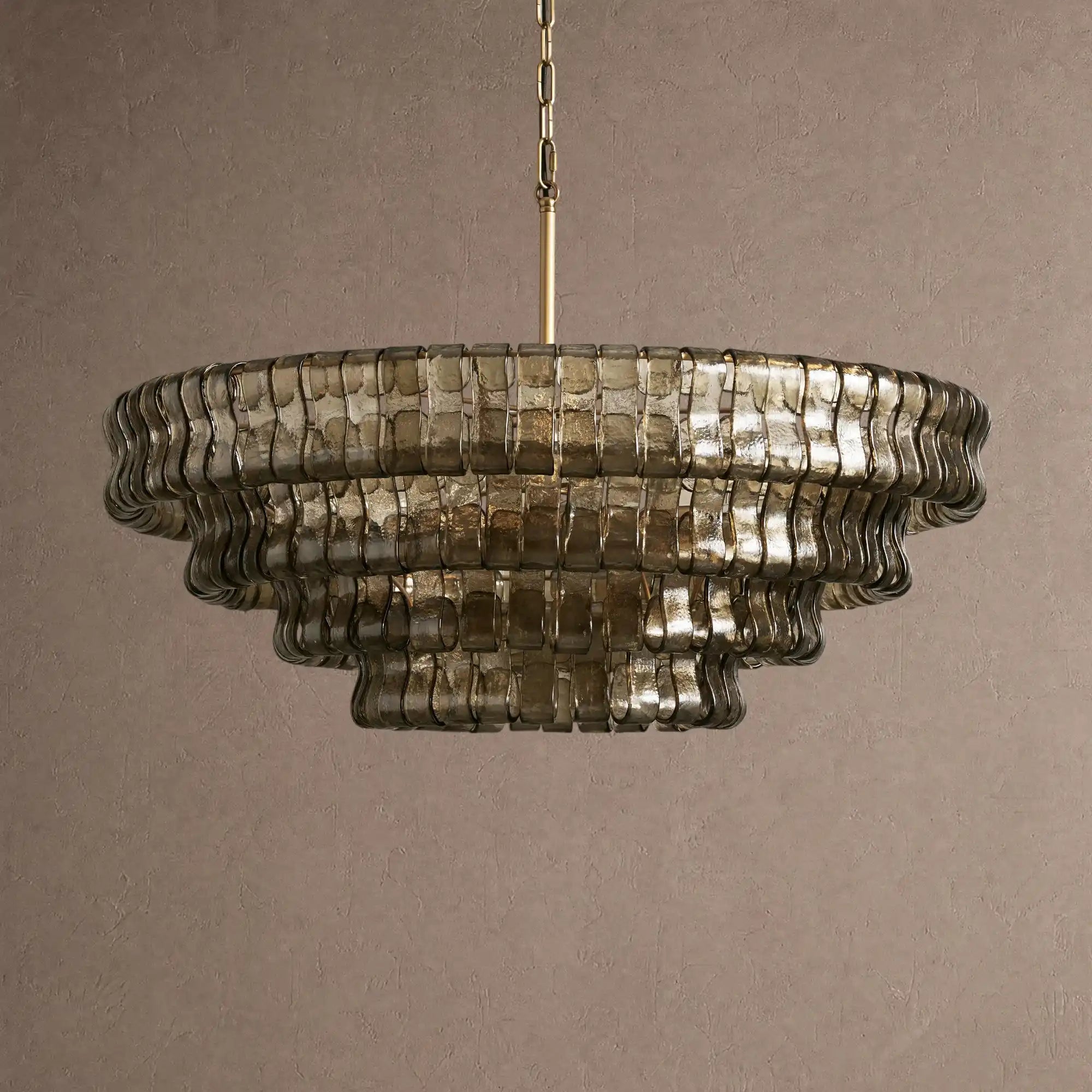 Ghiaccio Glass Round Chandelier 24" 36" 48" 60" - 4-Tier 36"BlackClearBlushlighting