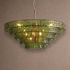 Ghiaccio Glass Round Chandelier 24" 36" 48" 60" - 6-Tier 60"BrassGreenBlushlighting