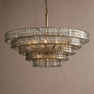 Ghiaccio Glass Round Chandelier 24" 36" 48" 60" - 5-Tier 48"BrassSmokeBlushlighting