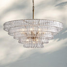 Ghiaccio Glass Round Chandelier 24" 36" 48" 60" - 3 - Tier 24"BrassSmokeBlushlighting