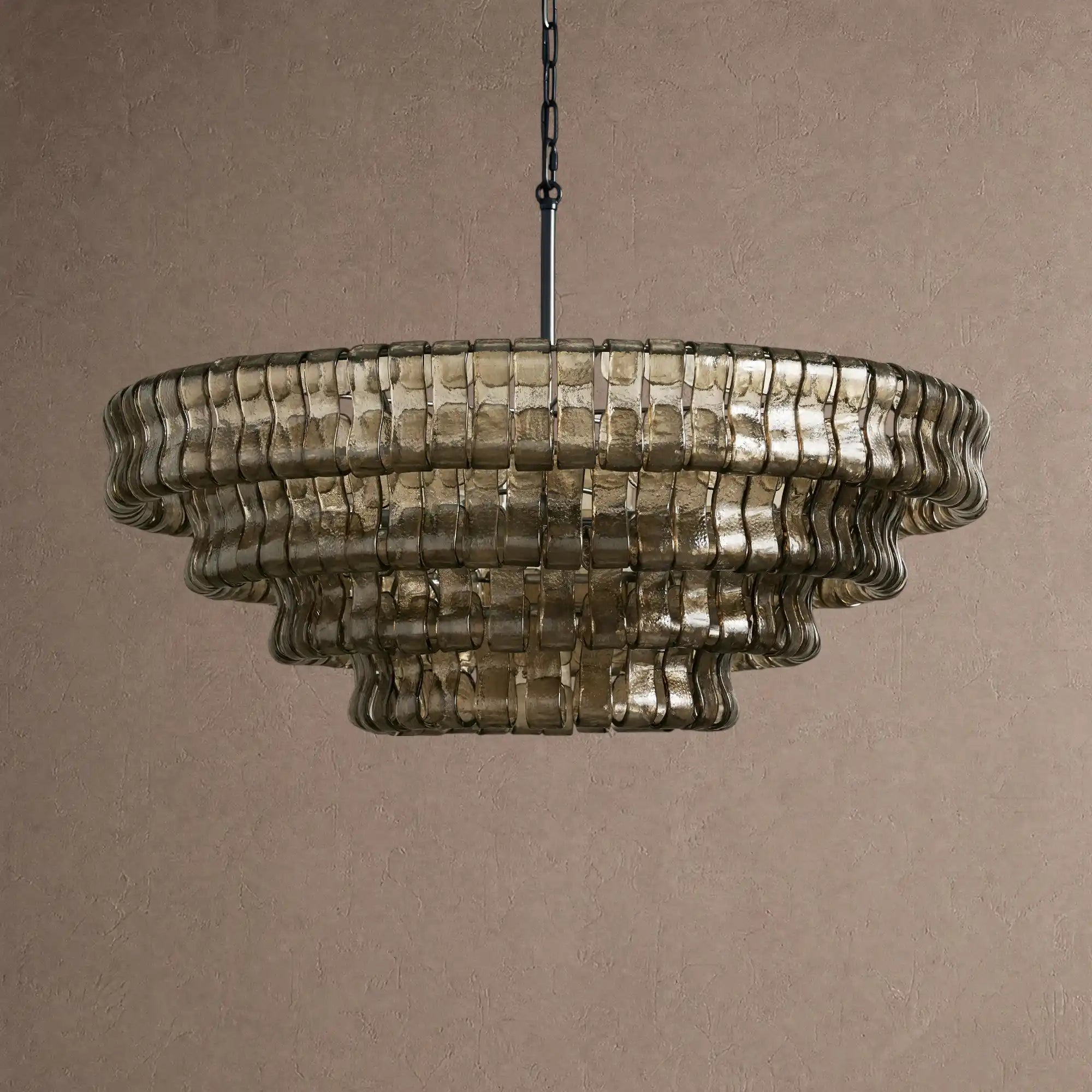 Ghiaccio Glass Round Chandelier 24" 36" 48" 60" - 4-Tier 36"BlackSmokeBlushlighting