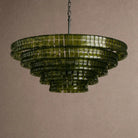 Ghiaccio Glass Round Chandelier 24" 36" 48" 60" - 6-Tier 60"BrassGreenBlushlighting