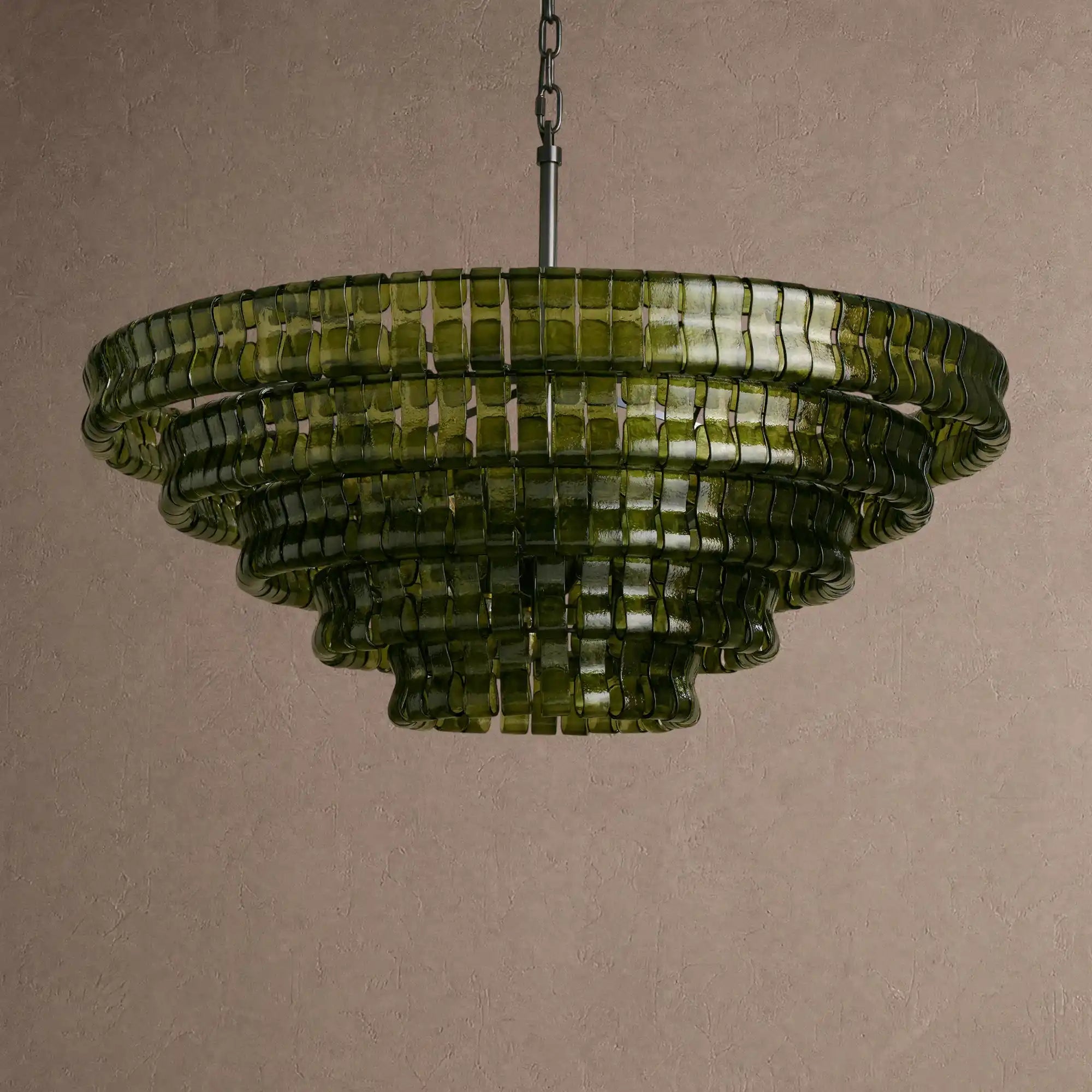 Ghiaccio Glass Round Chandelier 24" 36" 48" 60" - 6-Tier 60"BrassGreenBlushlighting