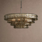 Ghiaccio Glass Round Chandelier 24" 36" 48" 60" - 4-Tier 36"BlackSmokeBlushlighting
