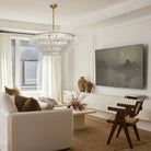 Ghiacio Glass Round Chandelier 24" 36" 48" 60"-3-Tier 24"-Bronze-Clear