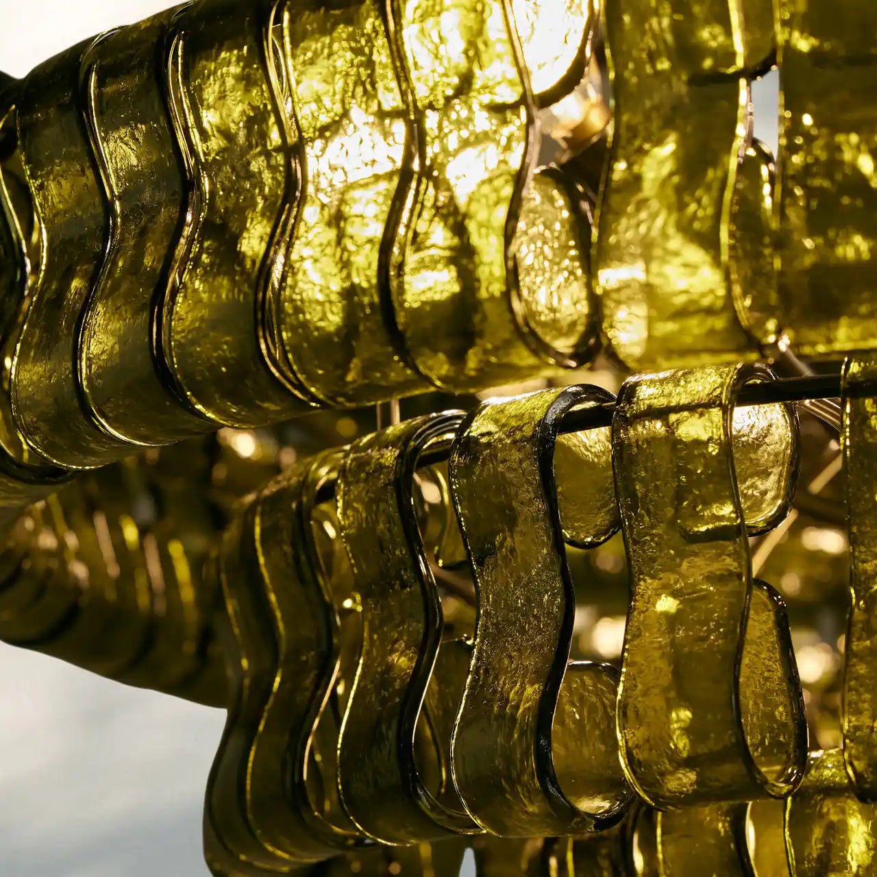 Ghiaccio Glass Round Chandelier 24" 36" 48" 60" - 5 - Tier 48"BronzeGreenBlushlighting