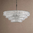 Ghiaccio Glass Round Chandelier 24" 36" 48" 60" - 4-Tier 36"BlackClearBlushlighting