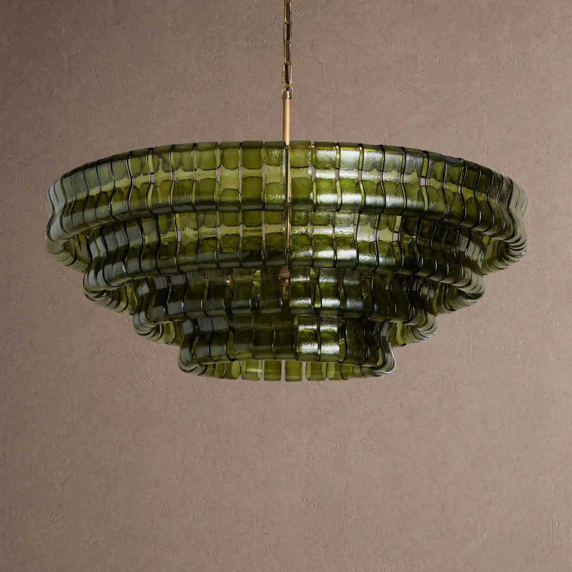Ghiaccio Glass Round Chandelier 24" 36" 48" 60" - 4-Tier 36"BlackSmokeBlushlighting