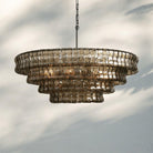 Ghiaccio Glass Round Chandelier 24" 36" 48" 60" - 3 - Tier 24"BrassSmokeBlushlighting