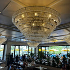 Ghiacio Glass Round Chandelier 24" 36" 48" 60"-6-Tier 60"-Brass-Clear