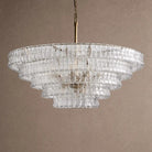 Ghiaccio Glass Round Chandelier 24" 36" 48" 60" - 5-Tier 48"BrassClearBlushlighting