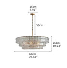 Ghiaccio Glass Round Chandelier 24" 36" 48" 60" - 6 - Tier 60"BrassClearBlushlighting