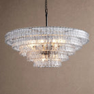 Ghiaccio Glass Round Chandelier 24" 36" 48" 60" - 5-Tier 48"BlackClearBlushlighting