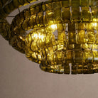 Ghiaccio Glass Round Chandelier 24" 36" 48" 60" - 5-Tier 48"BlackGreenBlushlighting