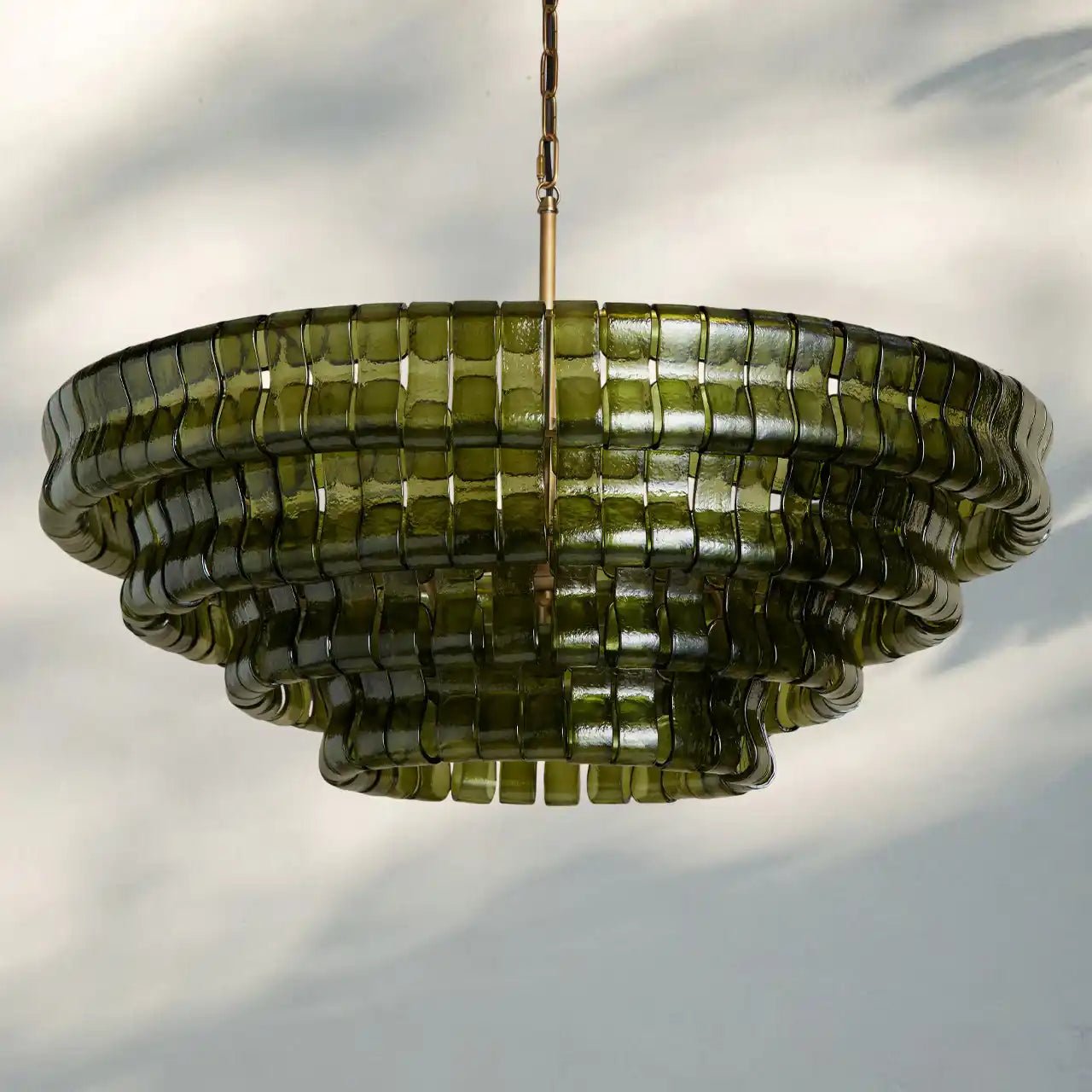 Ghiaccio Glass Round Chandelier 24" 36" 48" 60" - 4 - Tier 36"BrassGreenBlushlighting