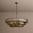 Ghiaccio Glass Round Chandelier 24" 36" 48" 60" - 3-Tier 24"BlackSmokeBlushlighting