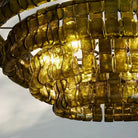 Ghiaccio Glass Round Chandelier 24" 36" 48" 60" - 3 - Tier 24"BrassSmokeBlushlighting