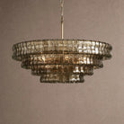 Ghiaccio Glass Round Chandelier 24" 36" 48" 60" - 4-Tier 36"BrassSmokeBlushlighting