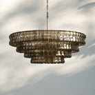 Ghiacio Glass Round Chandelier 24" 36" 48" 60"-4-Tier 36"-Brass-Smoke