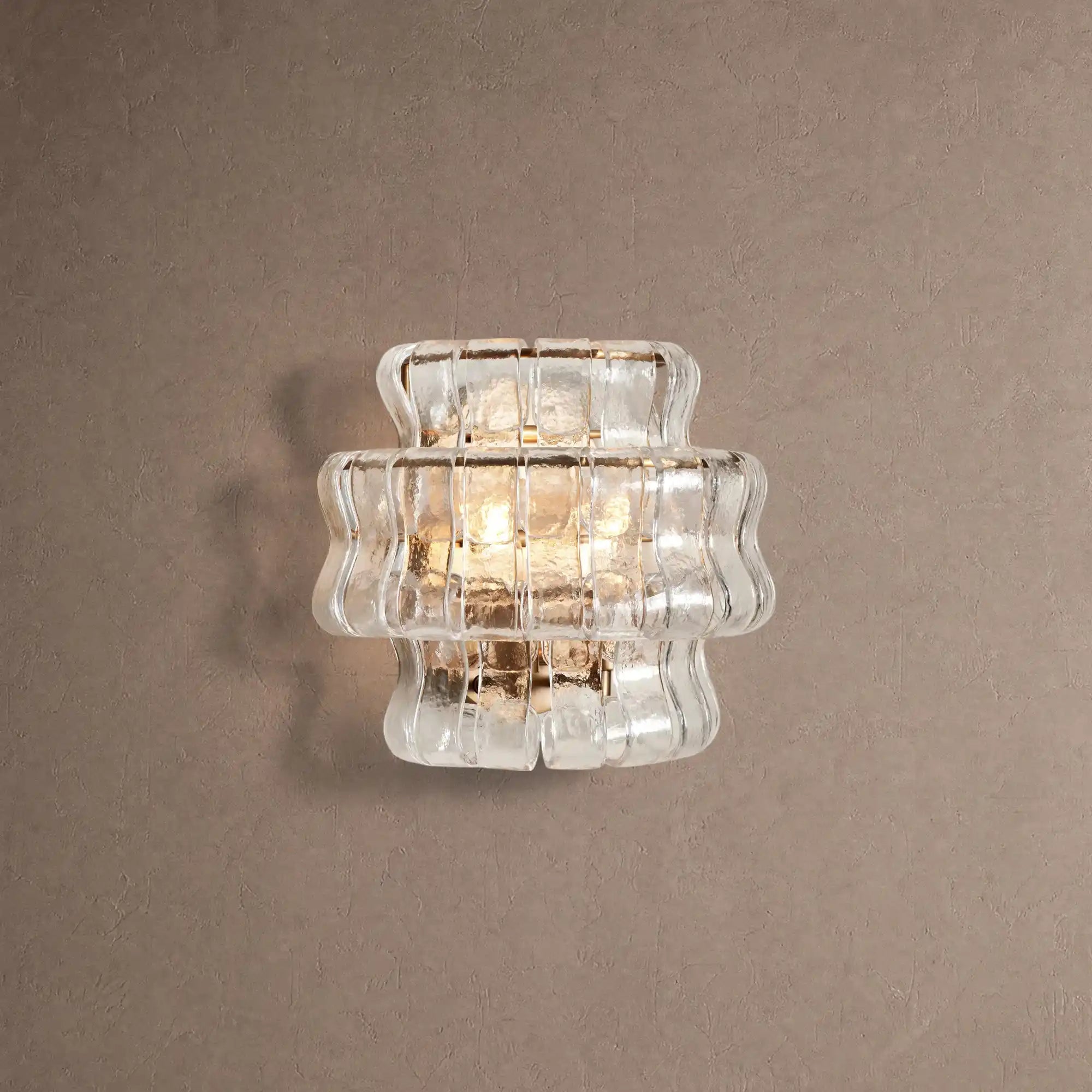 Ghiaccio Glass Wall Sconce - Antique BrassClearBlushlighting