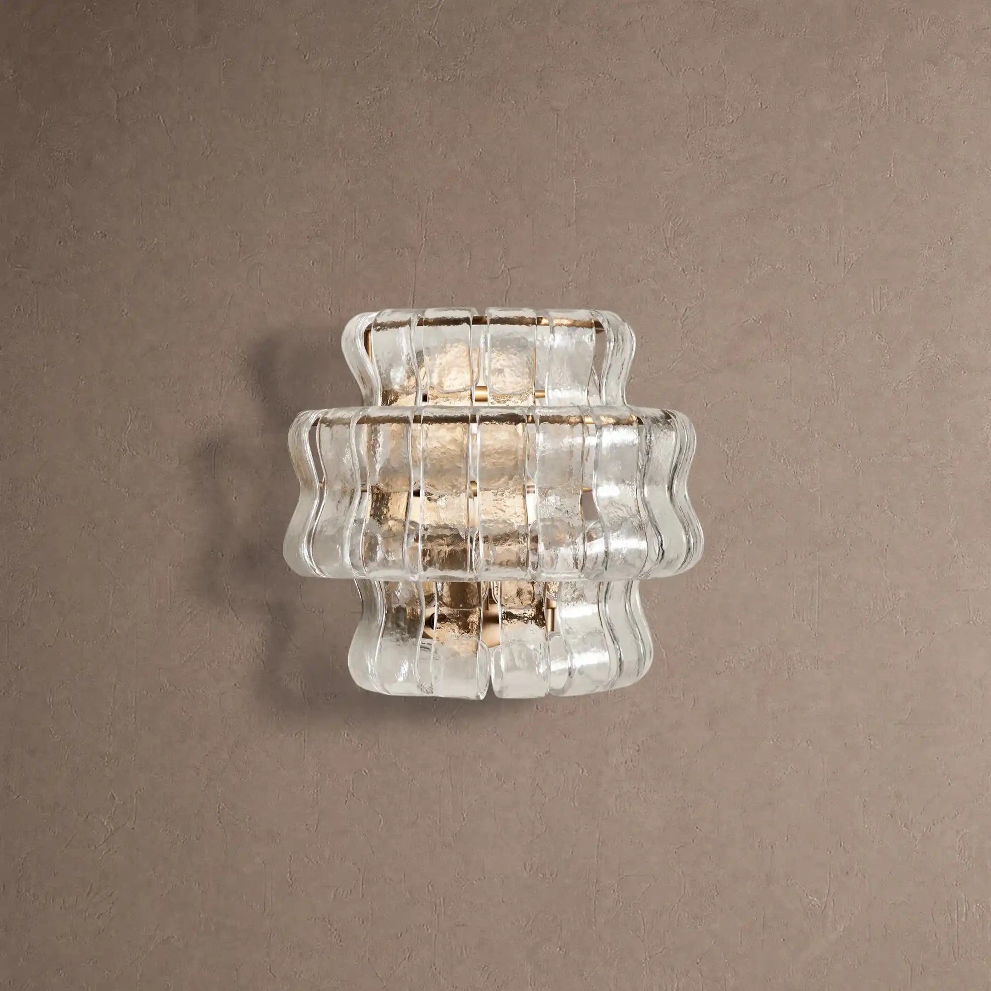 Ghiaccio Glass Wall Sconce - Antique BrassClearBlushlighting