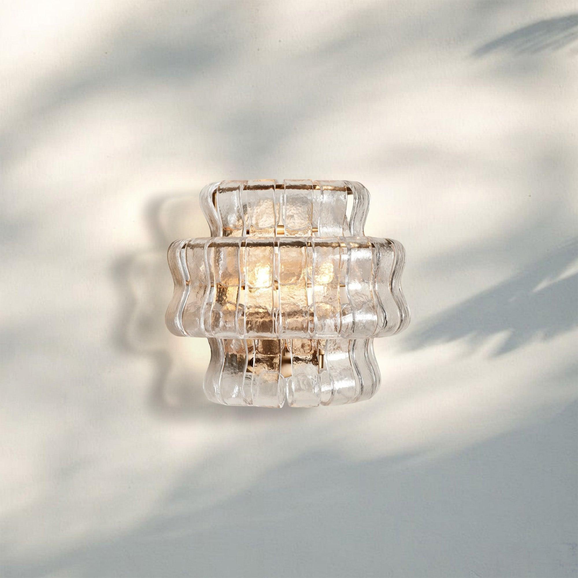 Ghiaccio Glass Wall Sconce - Antique BrassClearBlushlighting