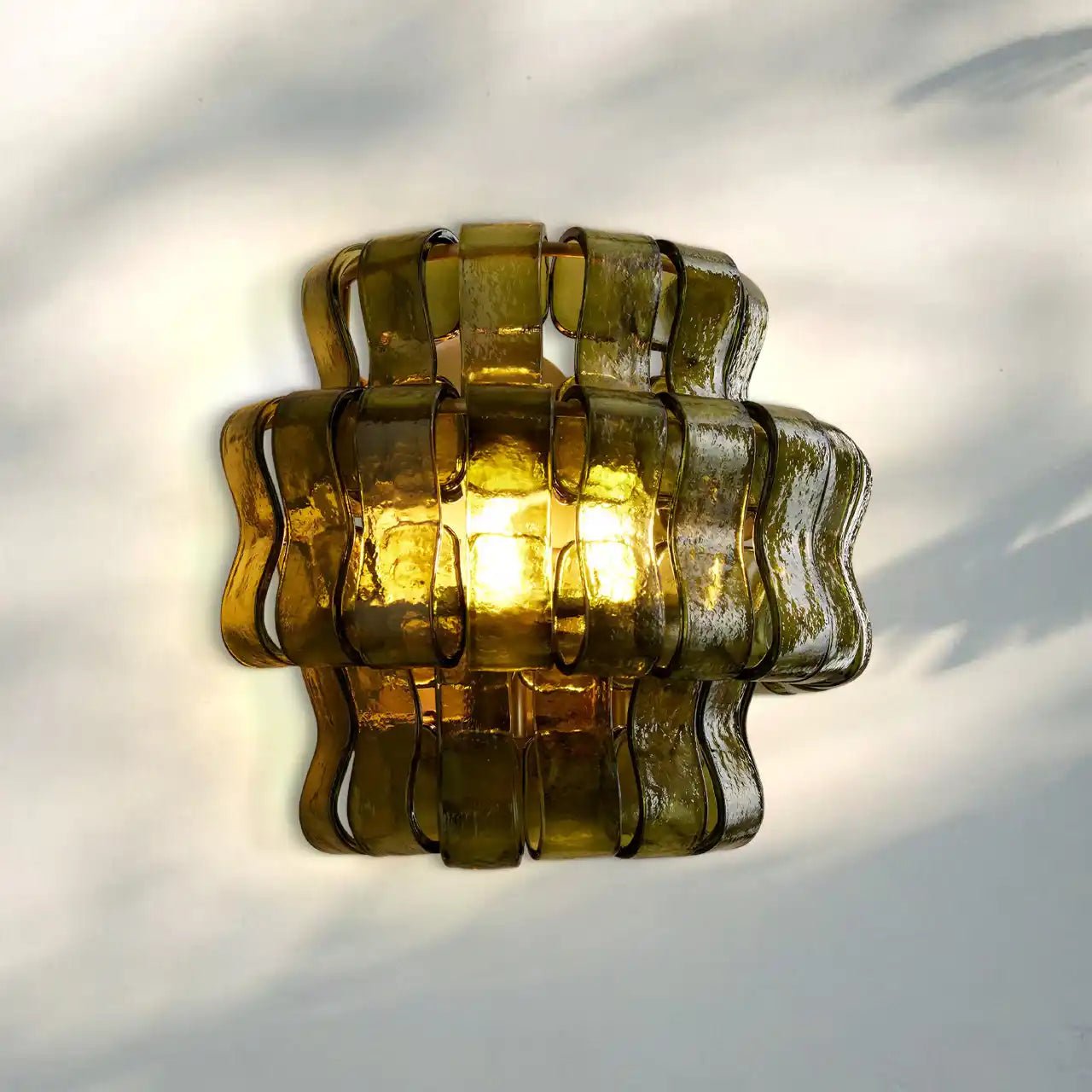 Ghiaccio Glass Wall Sconce - Antique BrassGreenBlushlighting